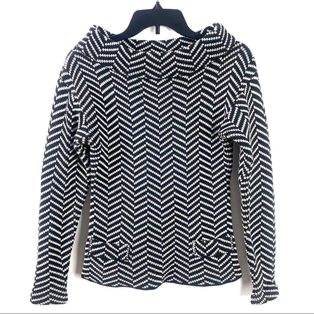 TRACY REESE Black White Heavy Knit Chevron‎ Sweater